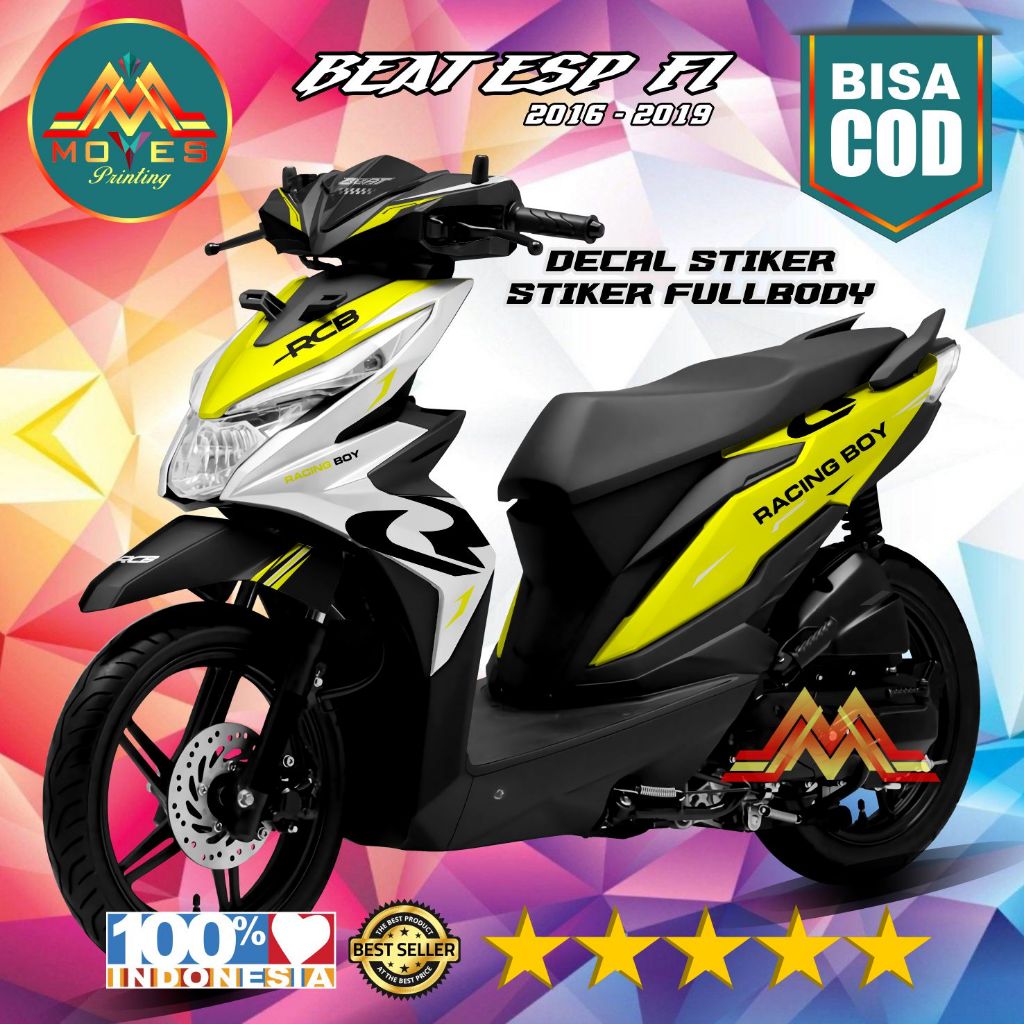 Bisa COD Decal stiker Beat Esp fi 2016-2019 full body stiker motif Racing boy simple