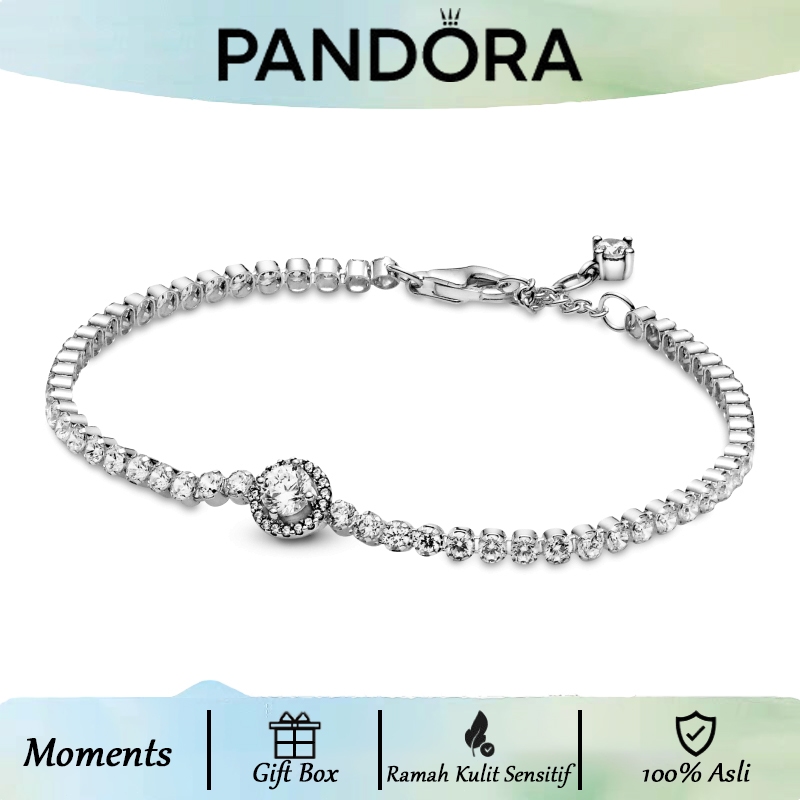 Pandora Gelang Wanita Timeless - Cincin Cahaya Permata, untuk Pasangan,925 Perak Murni Gelang
