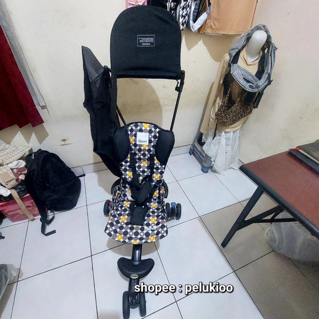 stroller cocolatte isport rangka hitam dengan tas ransel custom #babydoes #babyelle #easywalker #cyb