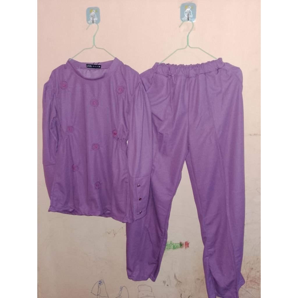 setelan celana rajut knit zara