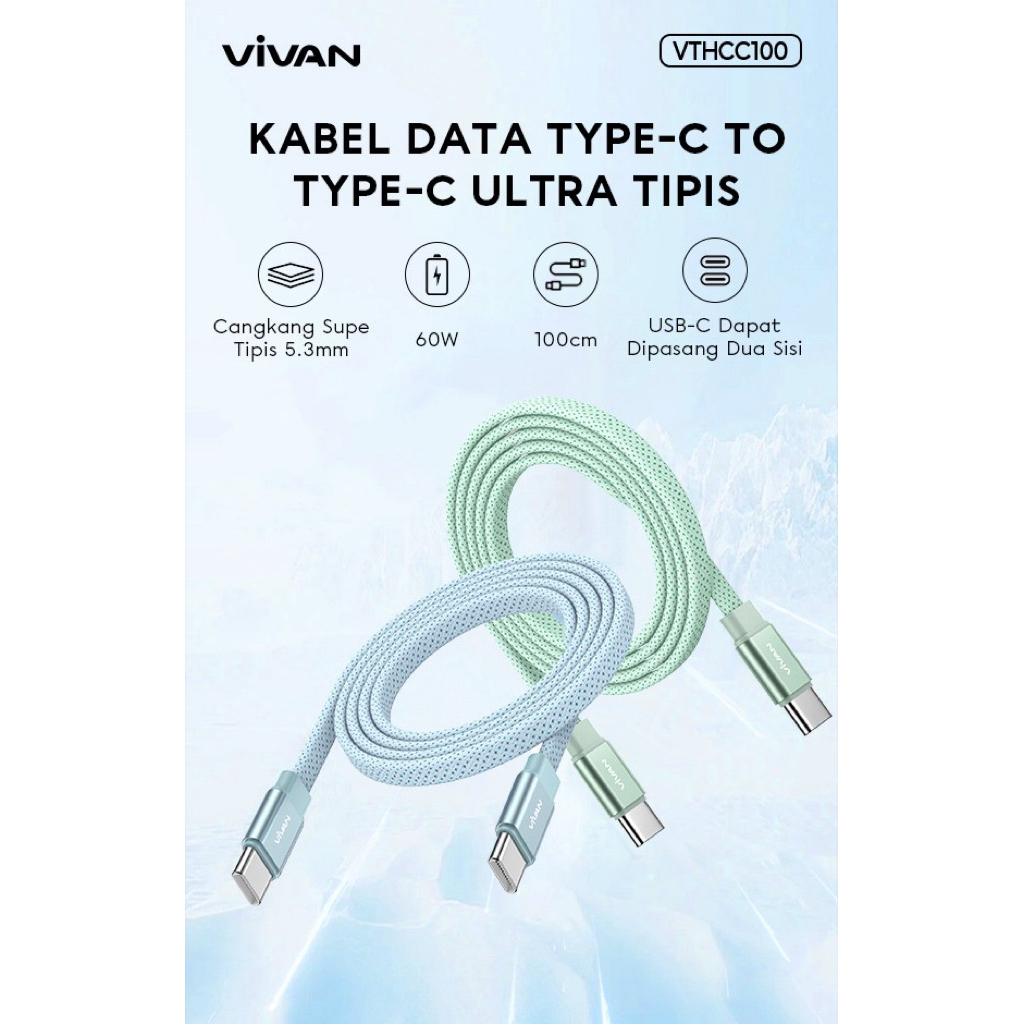 Vivan Data Cable Type C To Type C VTHCC100/Kabel Data