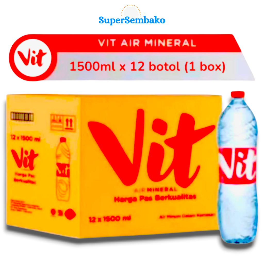 Air Mineral VIT Botol Besar 1500ml 1 Dus Karton Isi 12 Botol Grosir Murah Instant Depok