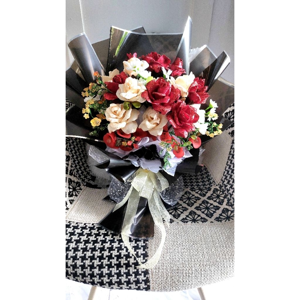 BUKET BUNGA SATIN BESAR HANDMADE