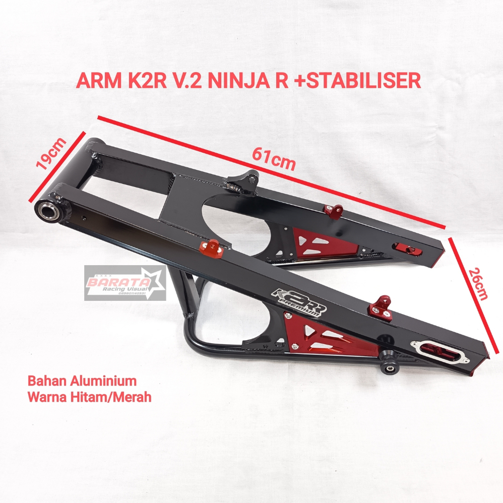 ARM K2R/KAWAHARA V.2 MOTOR NINJA R +STABILISER HITAM/MERAH