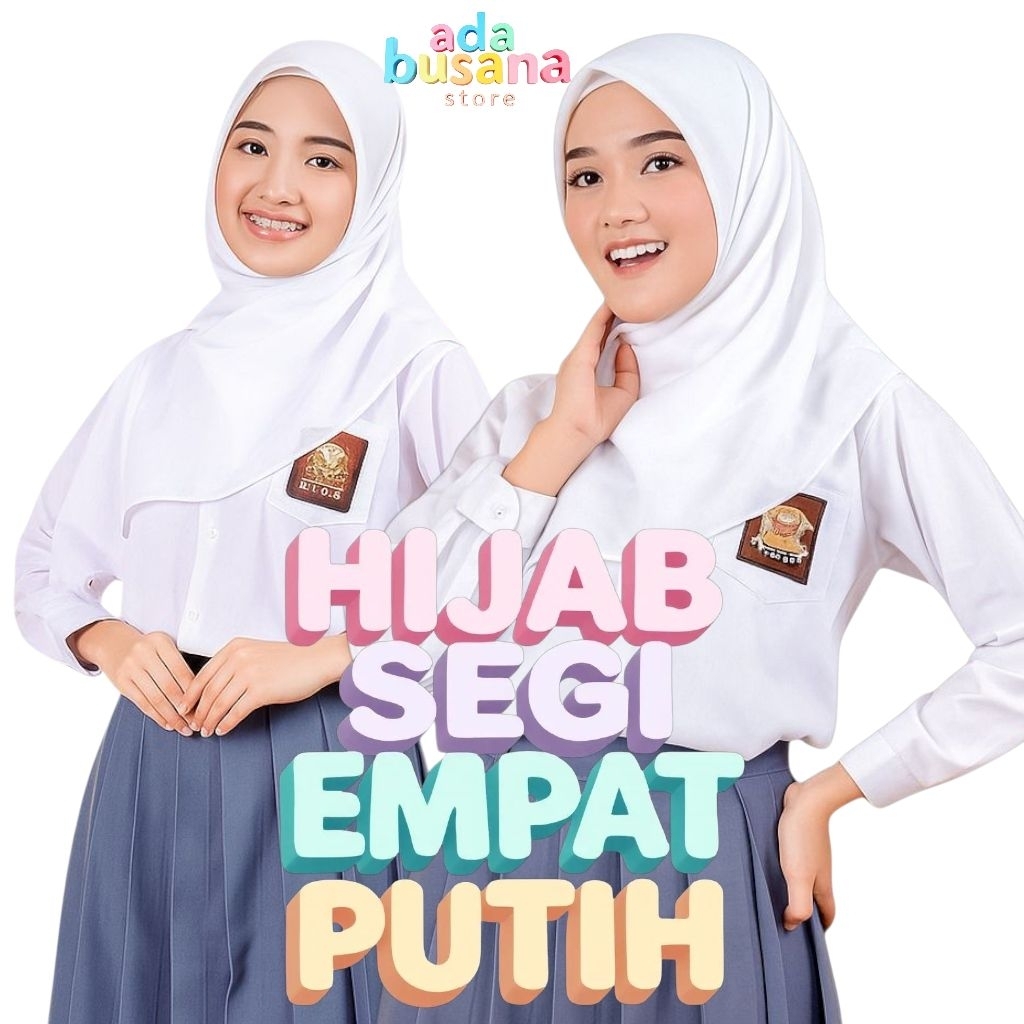 Hijab Kerudung Jilbab Segi Empat Paris Premium Kayla Putih Polos Seragam Sekolah