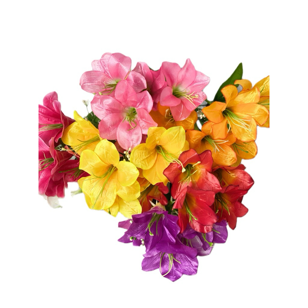 Bunga lily buket palsu plastik artificial dekorasi wisuda panggung pernikahan hiasan pot