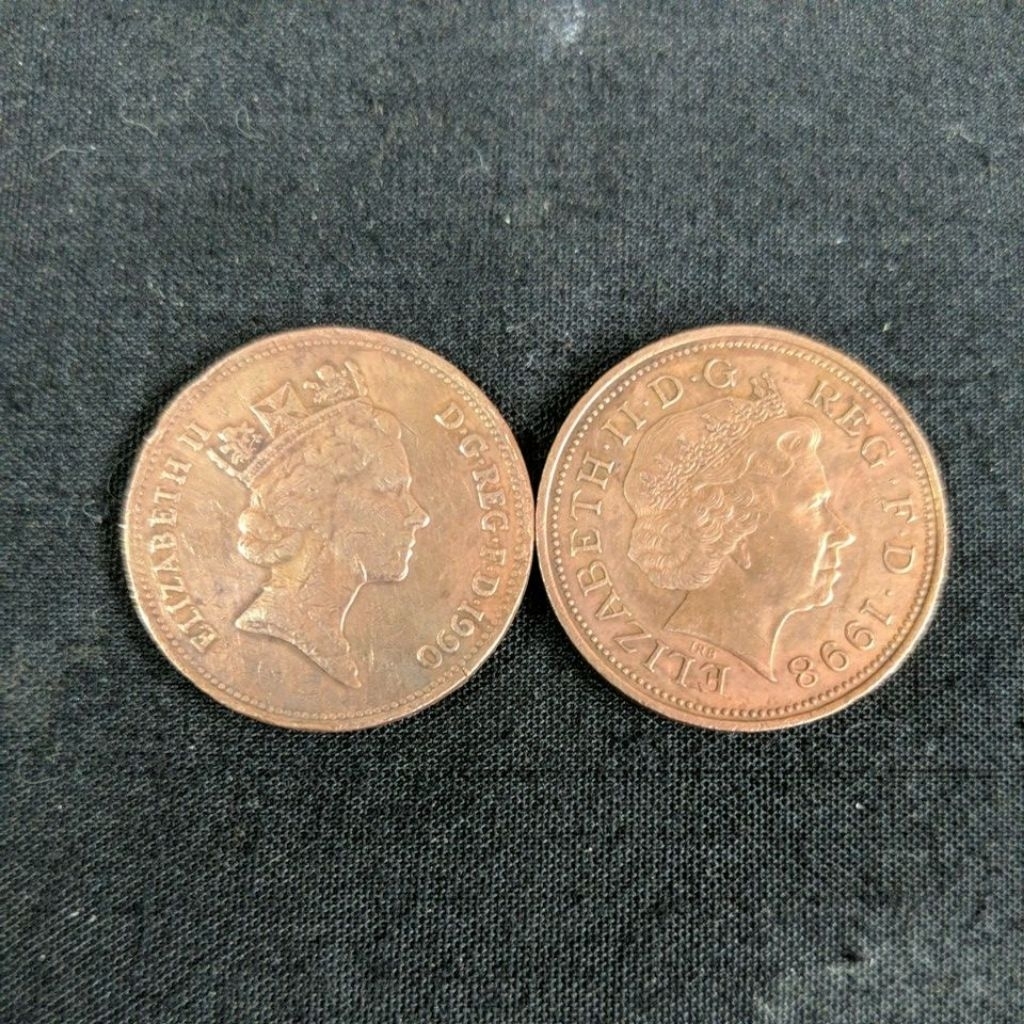 koin koleksi British two pence
