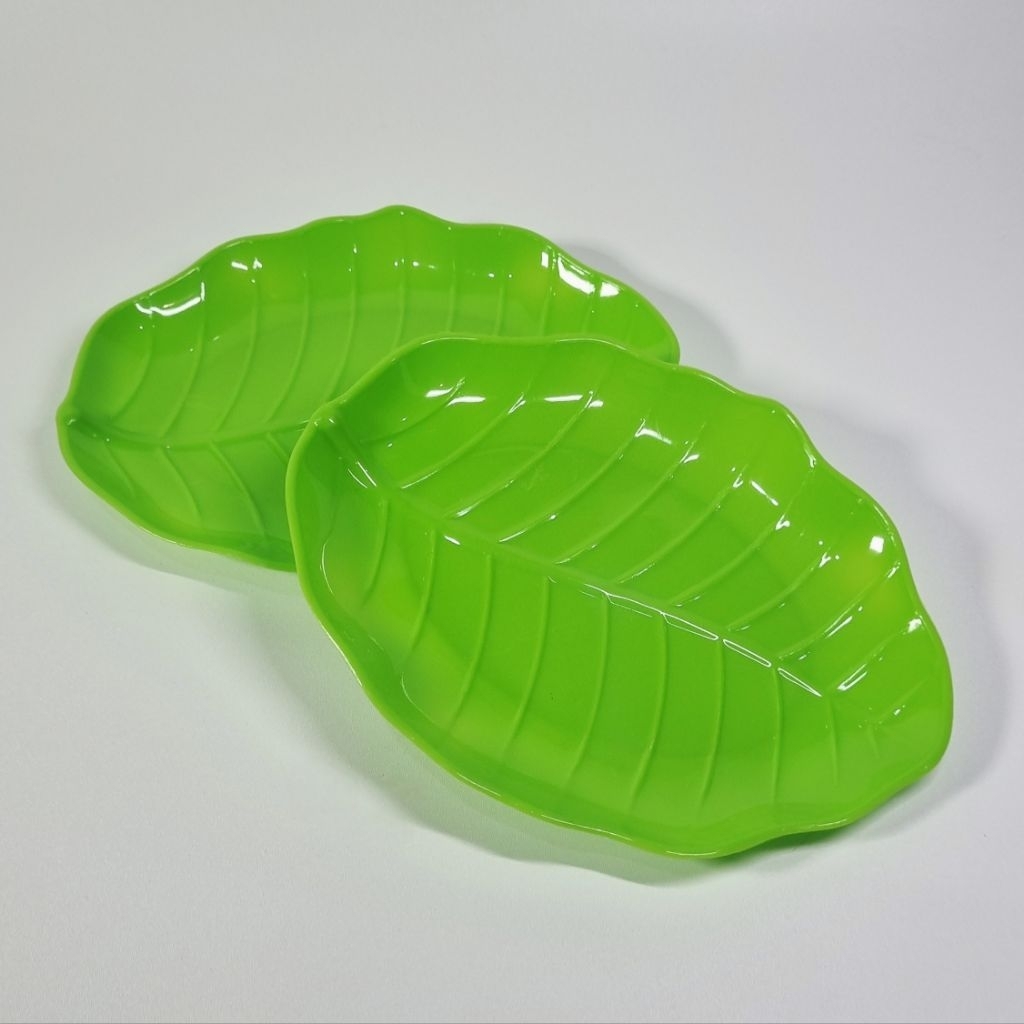 Piring Saji Hidangan Buah Jajan Pasar Cemilan Snack Plastik Motif Daun Cantik