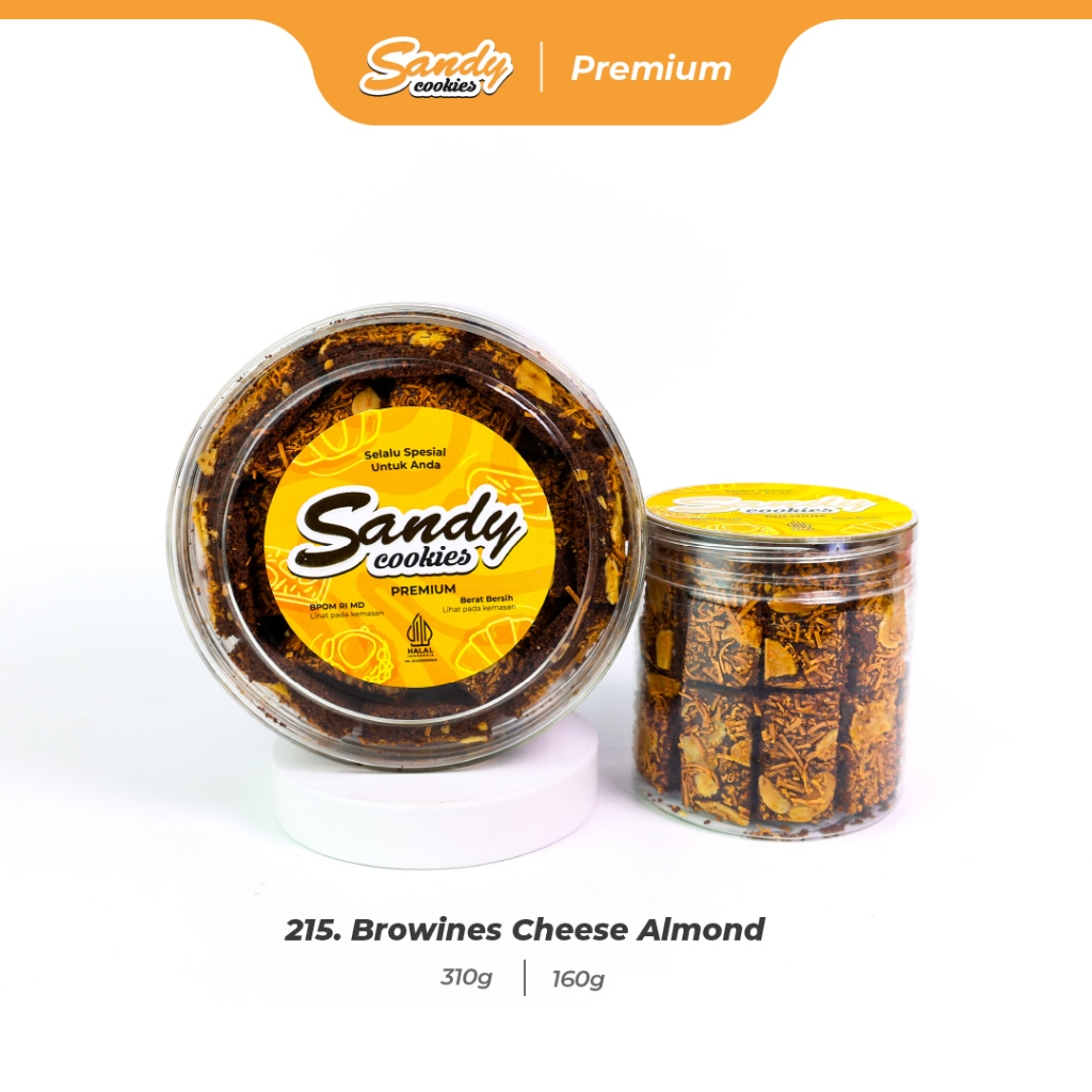 215. Brownies Cheese Almond - Kue Kering Sandy Cookies Premium