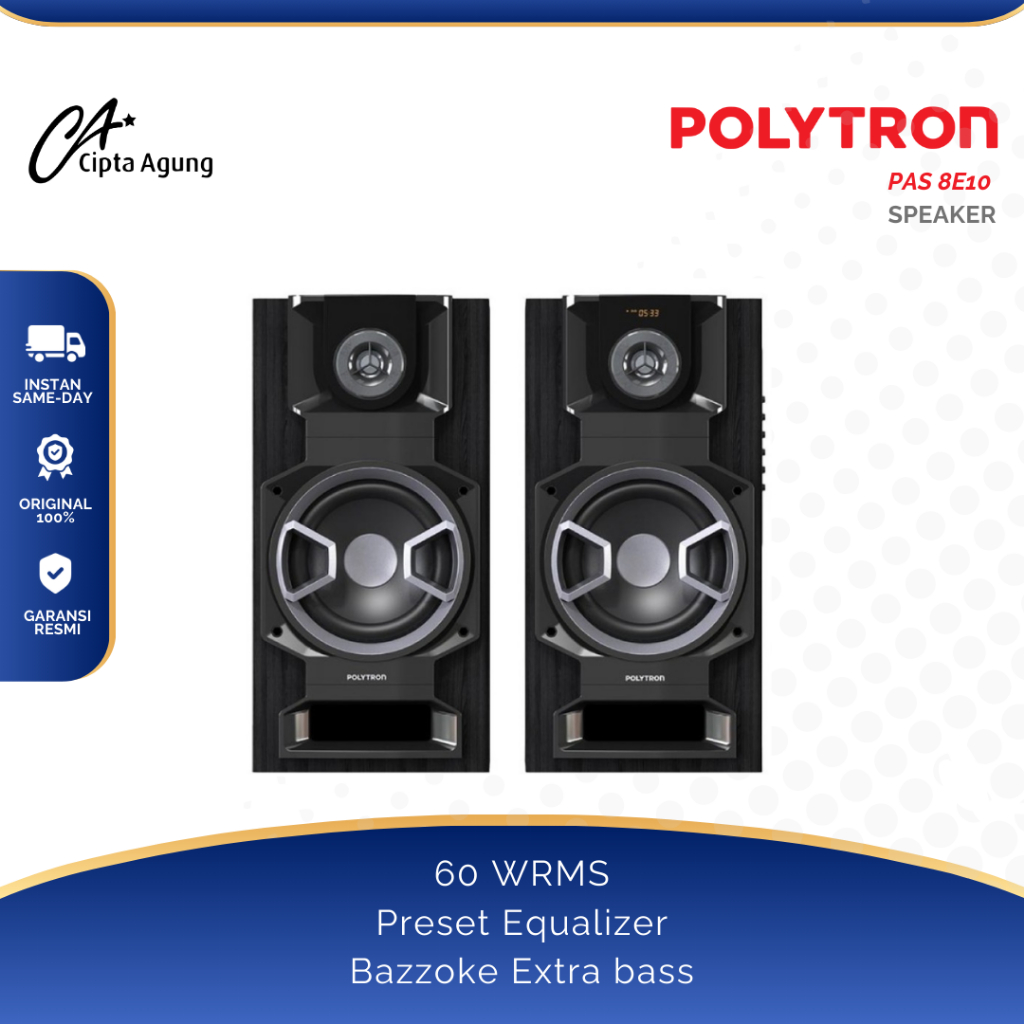 POLYTRON SPEAKER AKTIF 8 INCH PAS 8E10 PAS-8E10 PAS 8E 10 PAS 8E10 BLUETOOTH SPEAKER SYSTEM 2-WAY SI