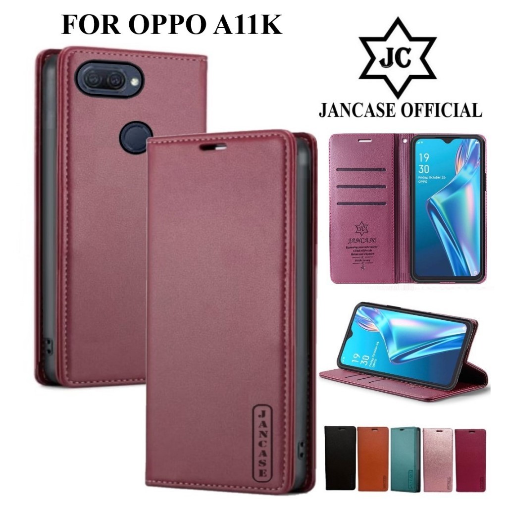 JANCASE FLIP WALLET UNTUK OPPO A11K cover premium  casing dompet handphone