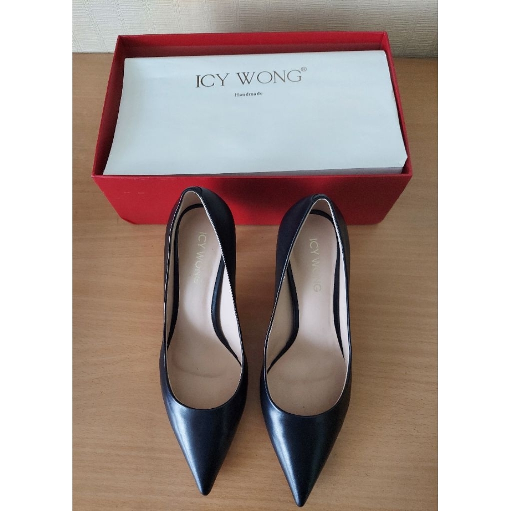 SEPATU ICY WONG PUMP HEELS, Calfleather, Black/Hitam, Size 38, Heels 5 cm