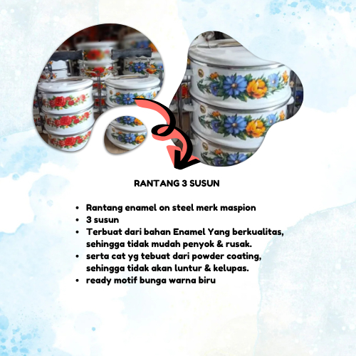 rantang enamel / rantang tenong 14cm 3 susun