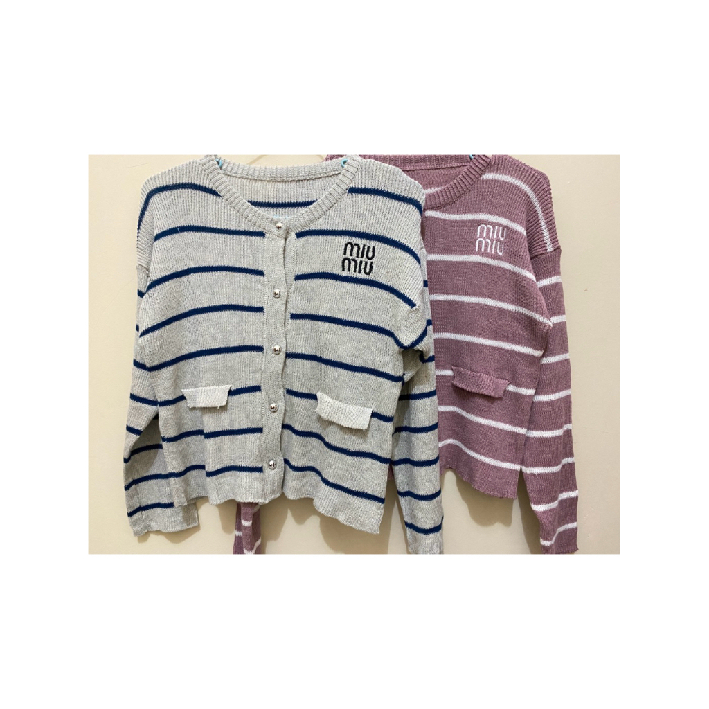 cardigan wanita garis miu miu | florelia.id