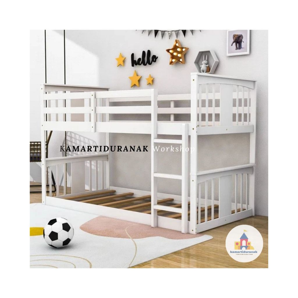 CIPUNG Kasur Tingkat Anak Dan Dewasa - Tempat Tidur anak - Ranjang Susun 90x200 Kayu Mahoni