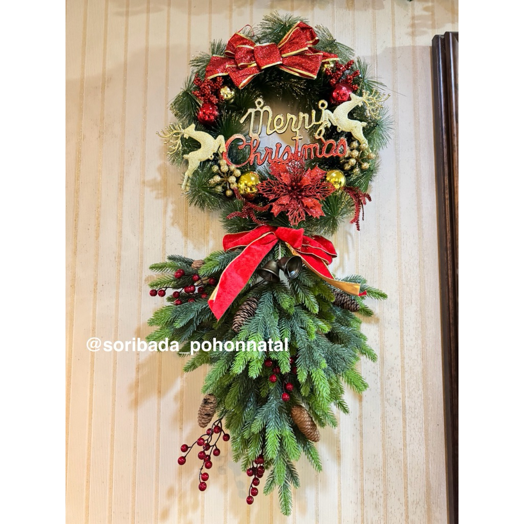 Hiasan Pintu Natal | Hiasan Dinding Natal | Dekorasi Natal | Hiasan Natal Premium | Garland Premium