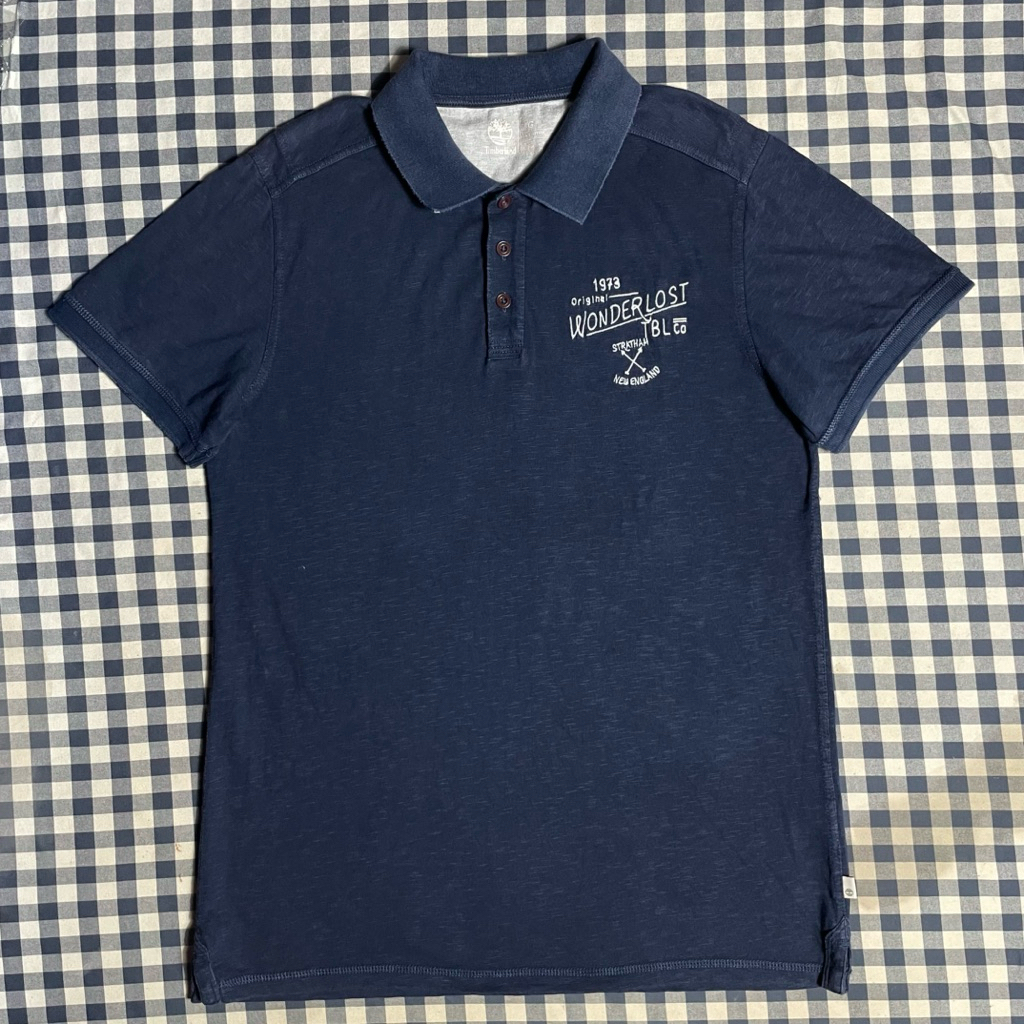 Polo T-Shirt / Baju Kaos Kerah TIMBERLAND original warna biru size L slim-fit