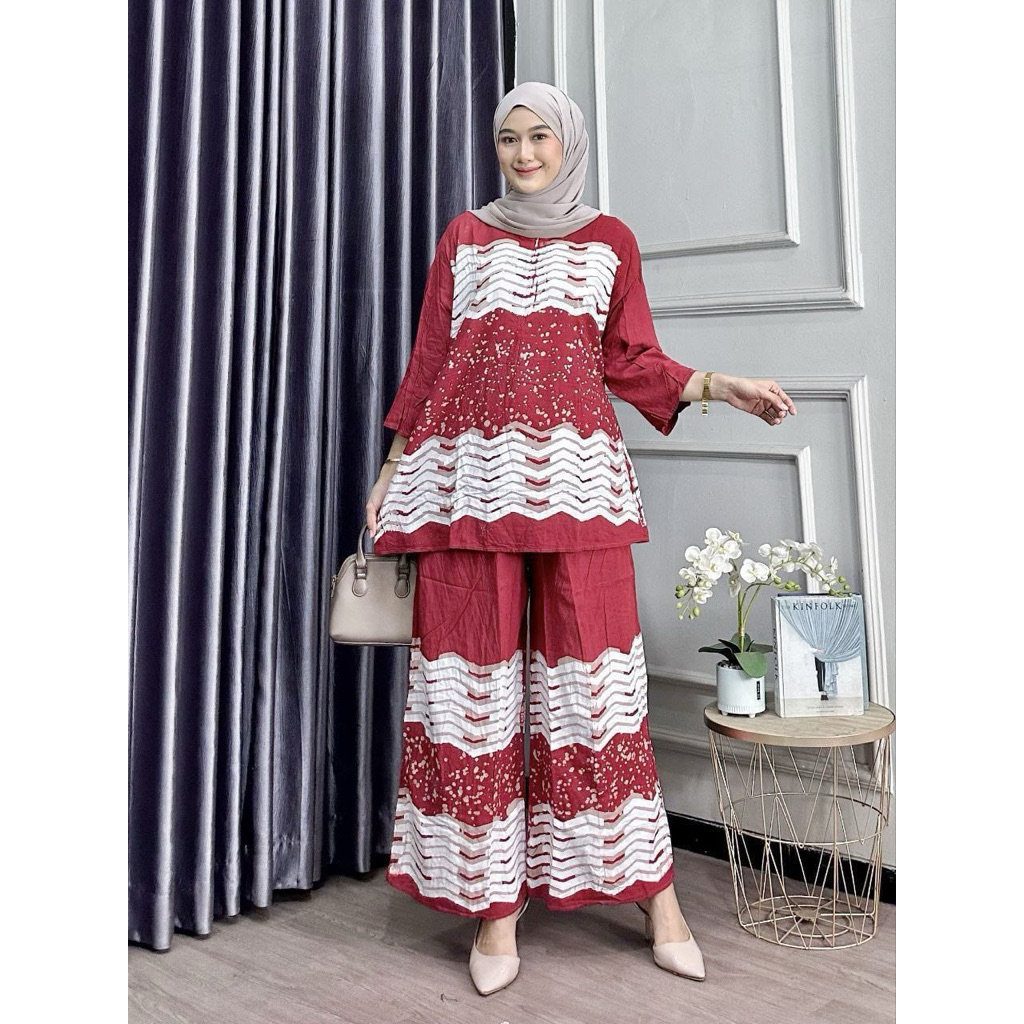 Oneset Kulot Jumbo Premium Abstrak - Samitex Super - Oneset Kulot Jumbo Motif Etnik Modern