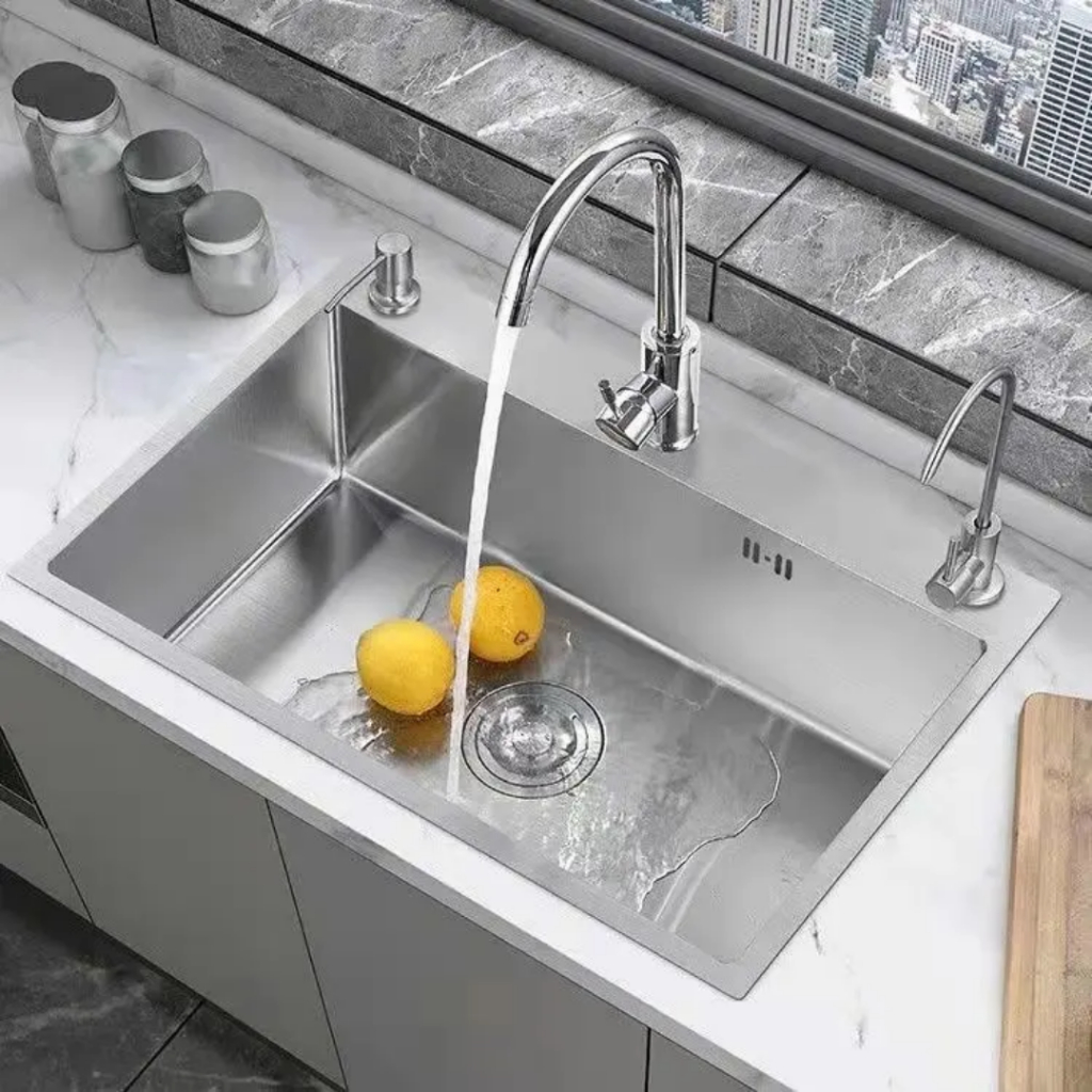 Kitchen Sink 1 Lubang Golden Hand 8050 Stainless 304 Plat Honeycomb / Bak Cuci Piring Ukuran 80x50cm