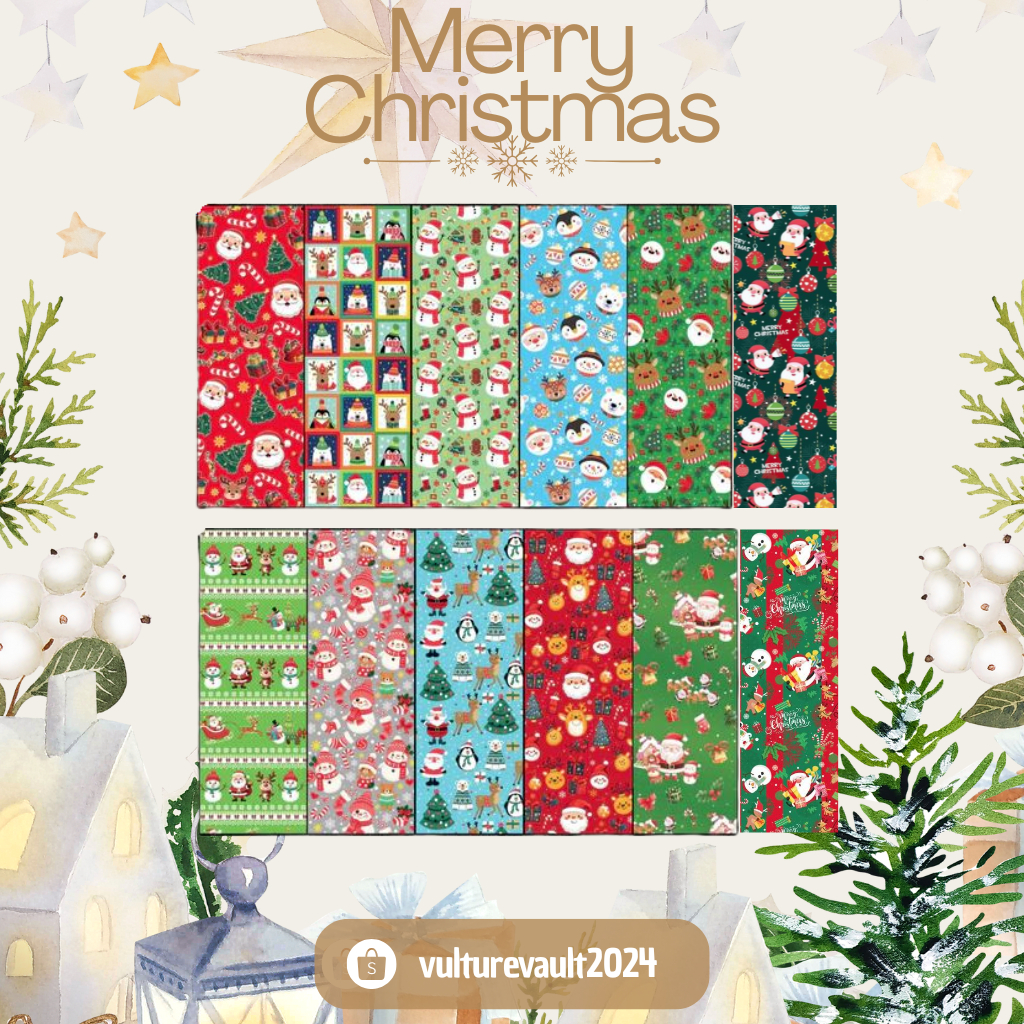 Kertas Kado Natal Premium Tebal Doff Gift Wrap Bungkus Kemasan Hadiah Merry Christmas Kertas Kado Na
