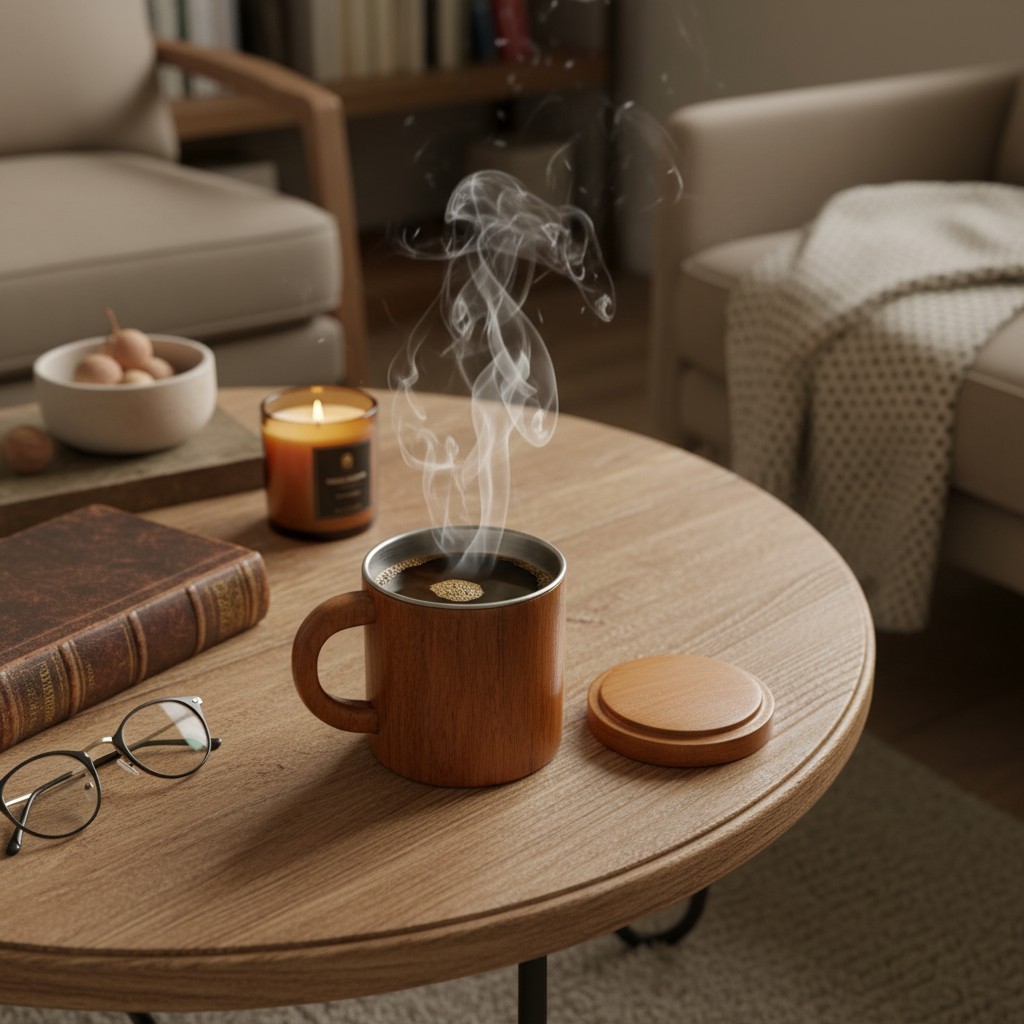 CANGKIR KAYU JATI PREMIUM / MUG KAYU STAINLESS