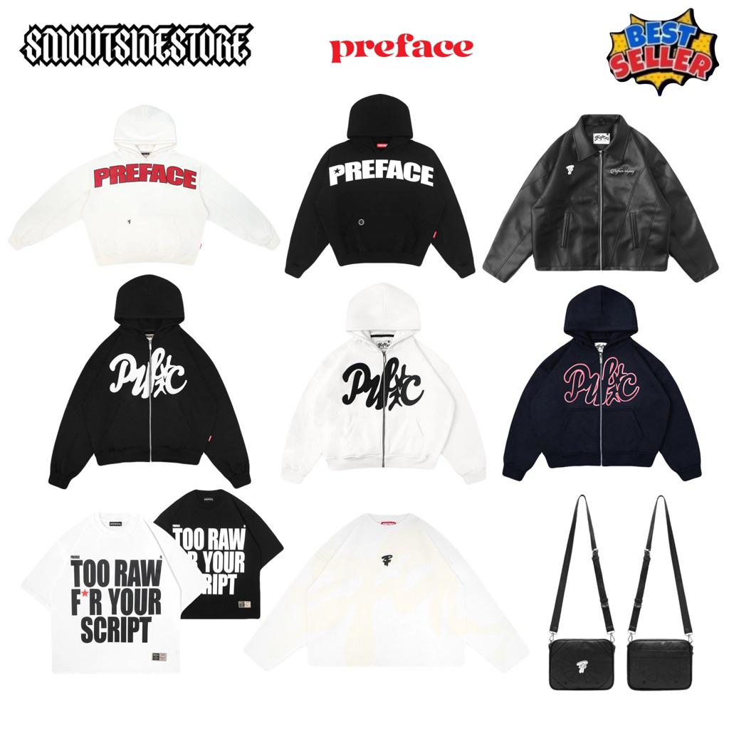 ( 100% ORIGINAL ) • Hoodie & Zip Preface • Starlined Black & White • Cursive Black - White - Navy • 