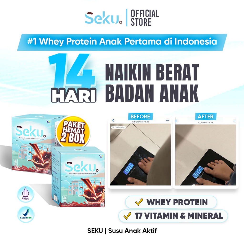 SEKU PAKET HEMAT| Susu Penambah Berat Badan Anak | Whey Protein - 17 Vitamin&Mineral - Tinggi Protei