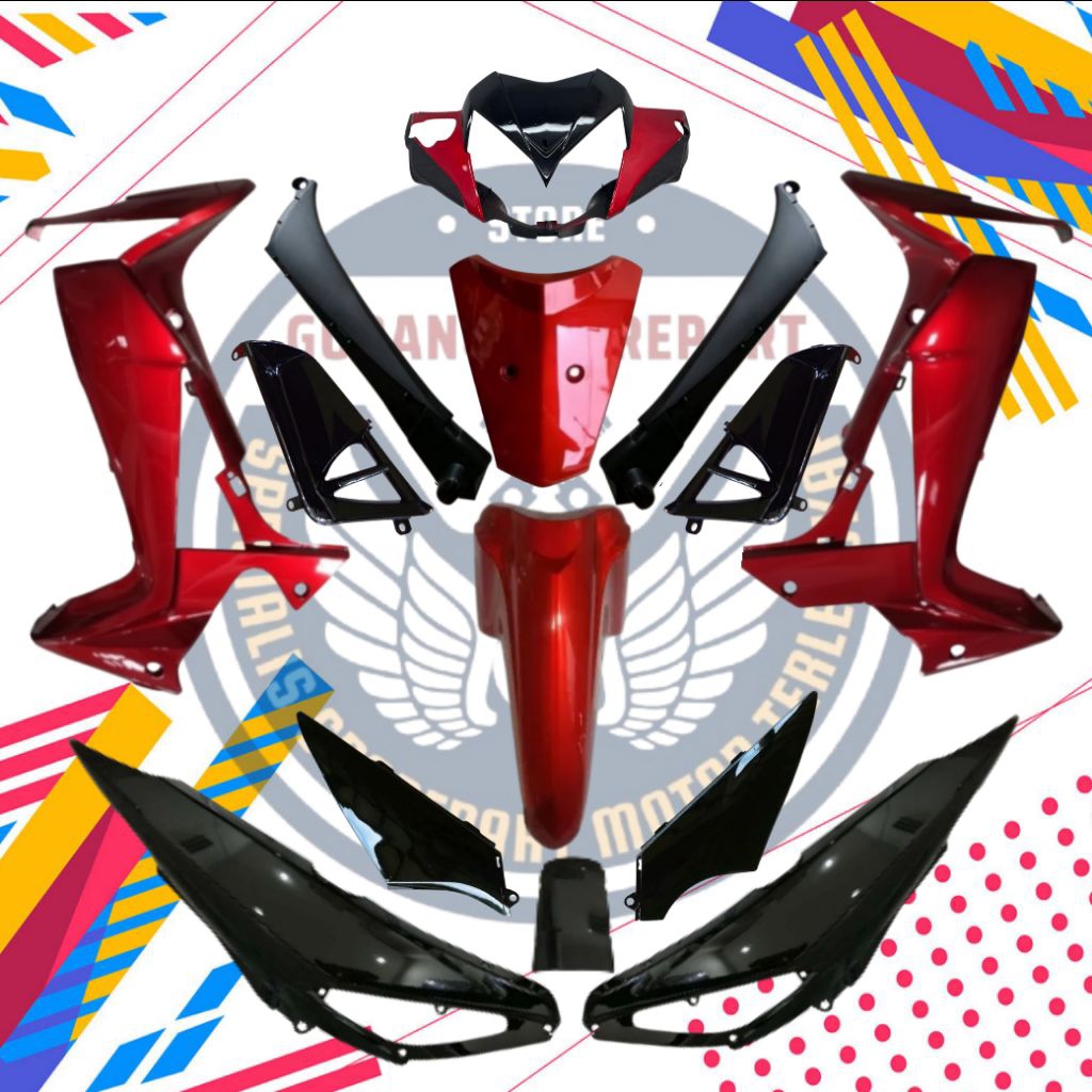 Full bodi supra x 125 new batman merah 2008-2014, Full bodi supra x 125 double disk merah, Cover bod