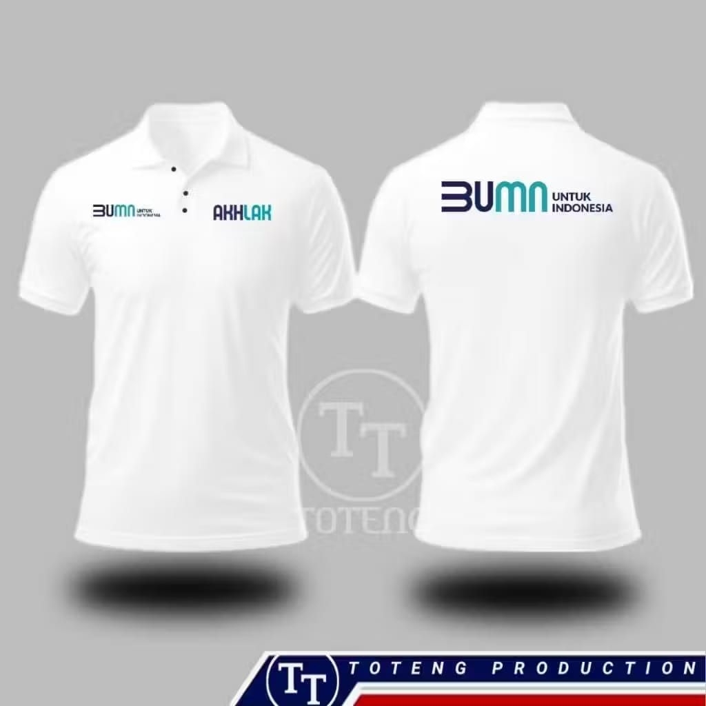 BAJU KAOS T-SHIRT POLO KERAH BUMN AKHLAK UNTUK INDMONESIA