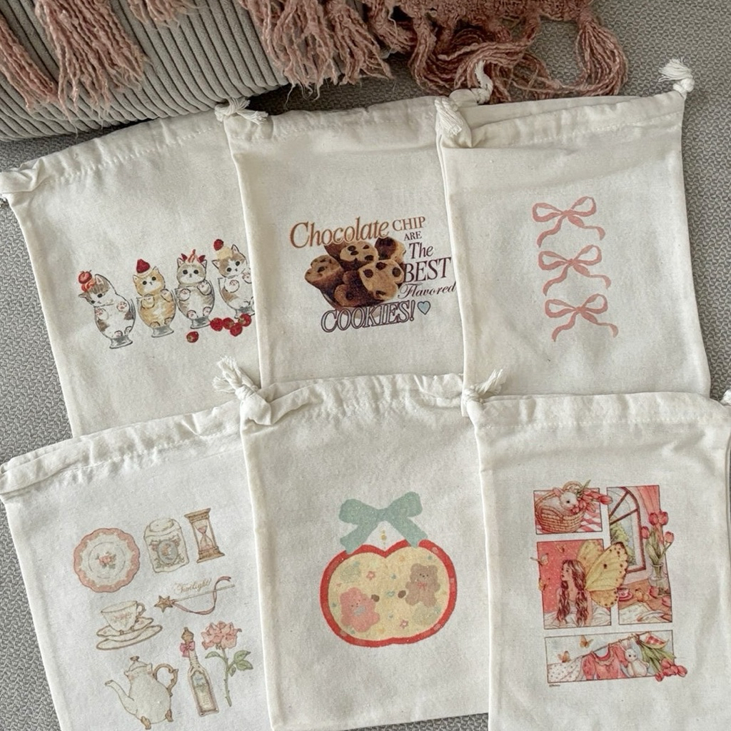 Mocorie - Coquette Drawstring Pouch / Pouch Serut Coquette / Pouch Serut Serbaguna / Pouch Makeup / 