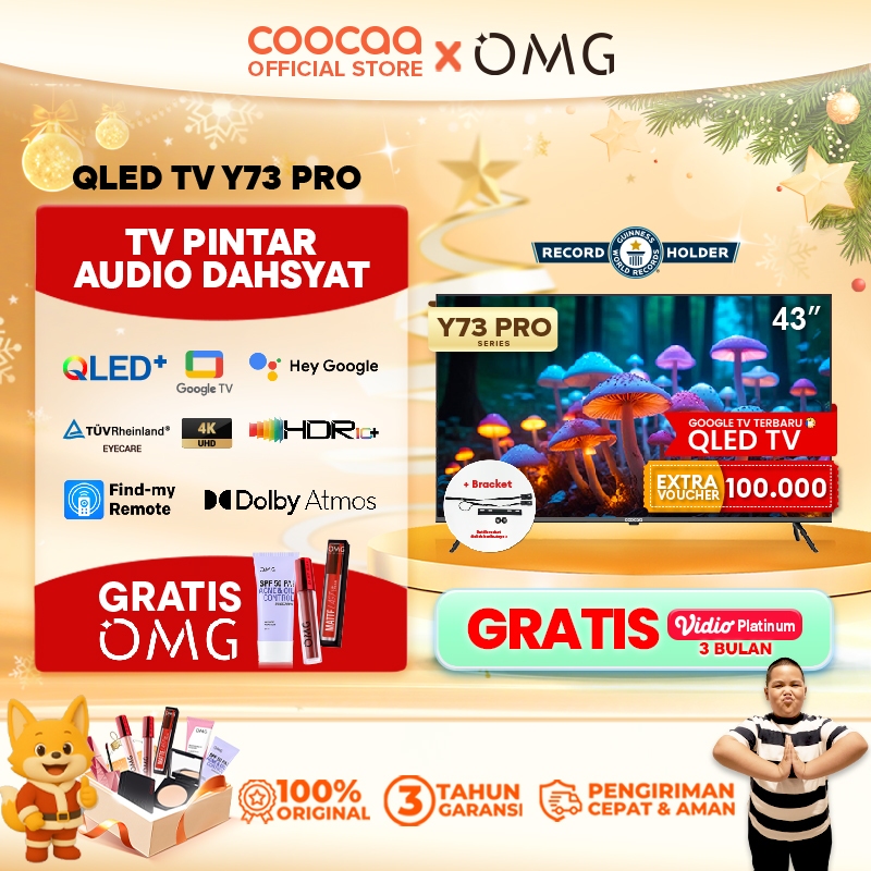 [BRACKET+] COOCAA TV 43 inch Y73 PRO -  4K QLED+ - Google TV - Flicker Free/Eye Care/Low Blue Light 