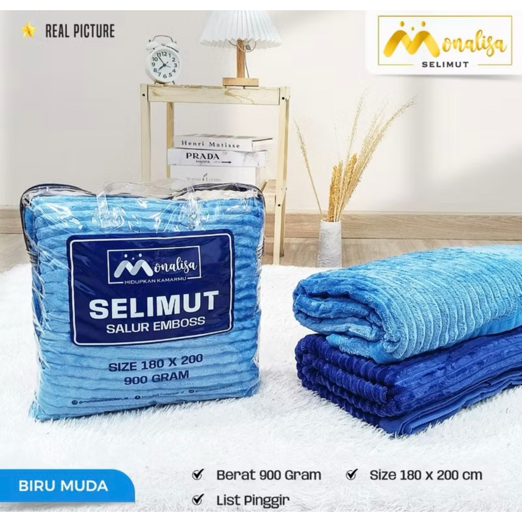 SELIMUT SALUR EMBOSS/ SELIMUT POLOS FLANNEL SALUR PREMIUM JUMBO 180X200 / SELIMUT BULU SALUR / SELIM