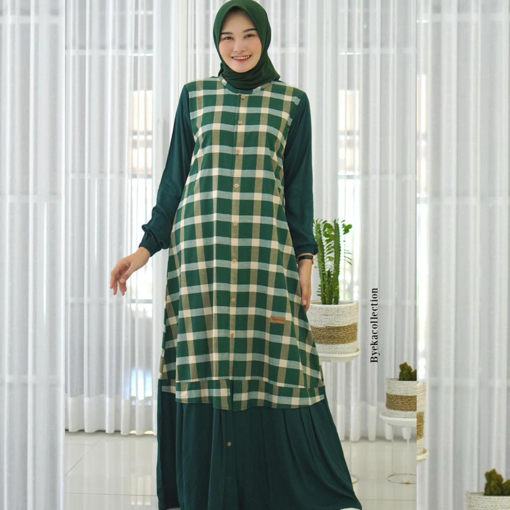 Gamis Ori NADHEEFA Polos kombinasi - Rempel Series || Ready