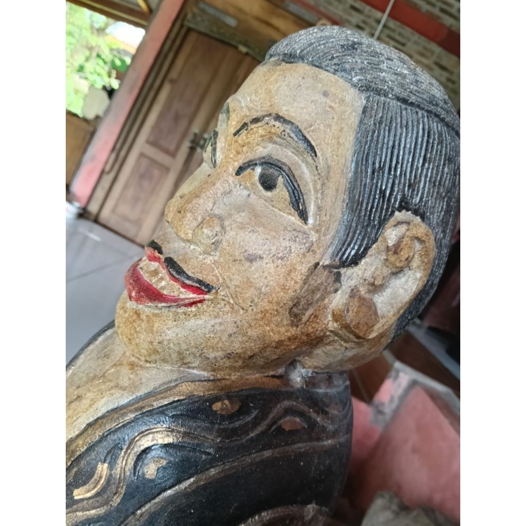 Kentongan kayu ukiran patung jadul vintage klasik pajangan resto