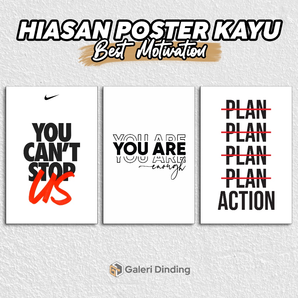 Hiasan Dinding Poster Kayu Kata - Kata Motivasi Pajangan Dekorasi Dinding Aesthetic Walldecor
