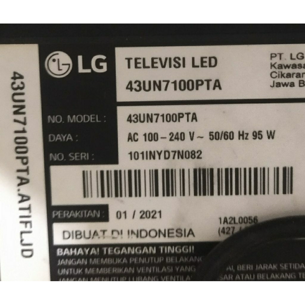 unit LG 43un7100pta layar pecah panel BOE