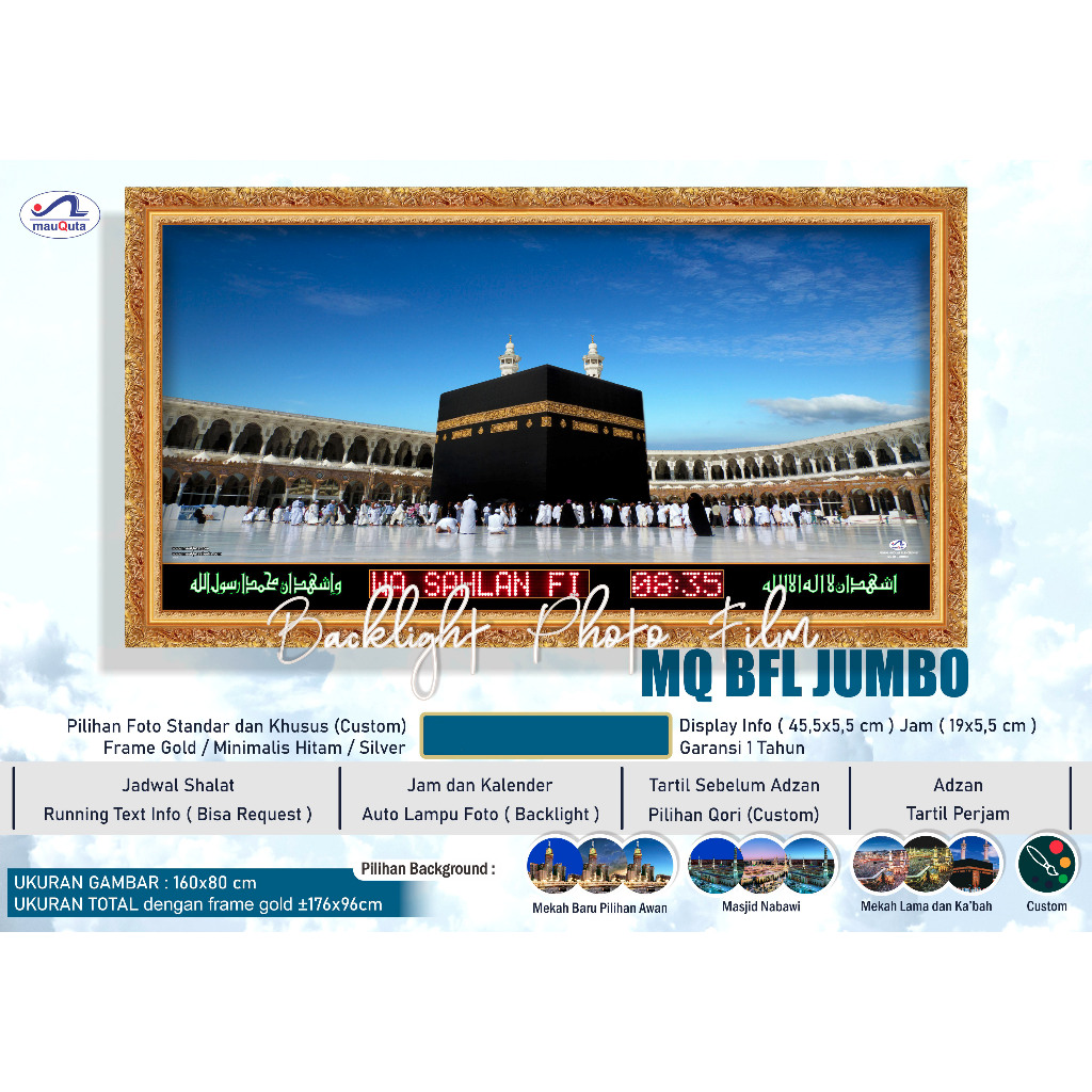 Mauquta MQ-BFL-JUMBO Jam Digital Jadwal Sholat Adzan Tartil Otomatis Jam Digital Alarm