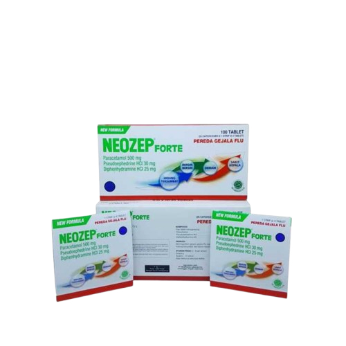 NEOZEP FORTE 1 BOX ISI @100 TABLET - MERINGANKAN GEJALA FLU SEPERTI DEMAM, SAKIT KEPALA,