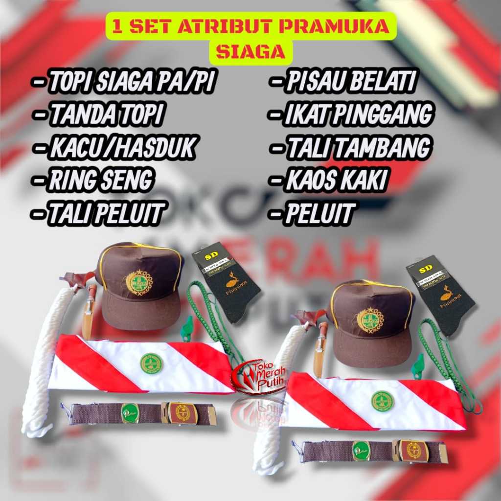 Paket Lengkap Atribut Pramuka Siaga Putra Putri – Topi, Hasduk, Ikat Pinggang, Pisau & Peluit