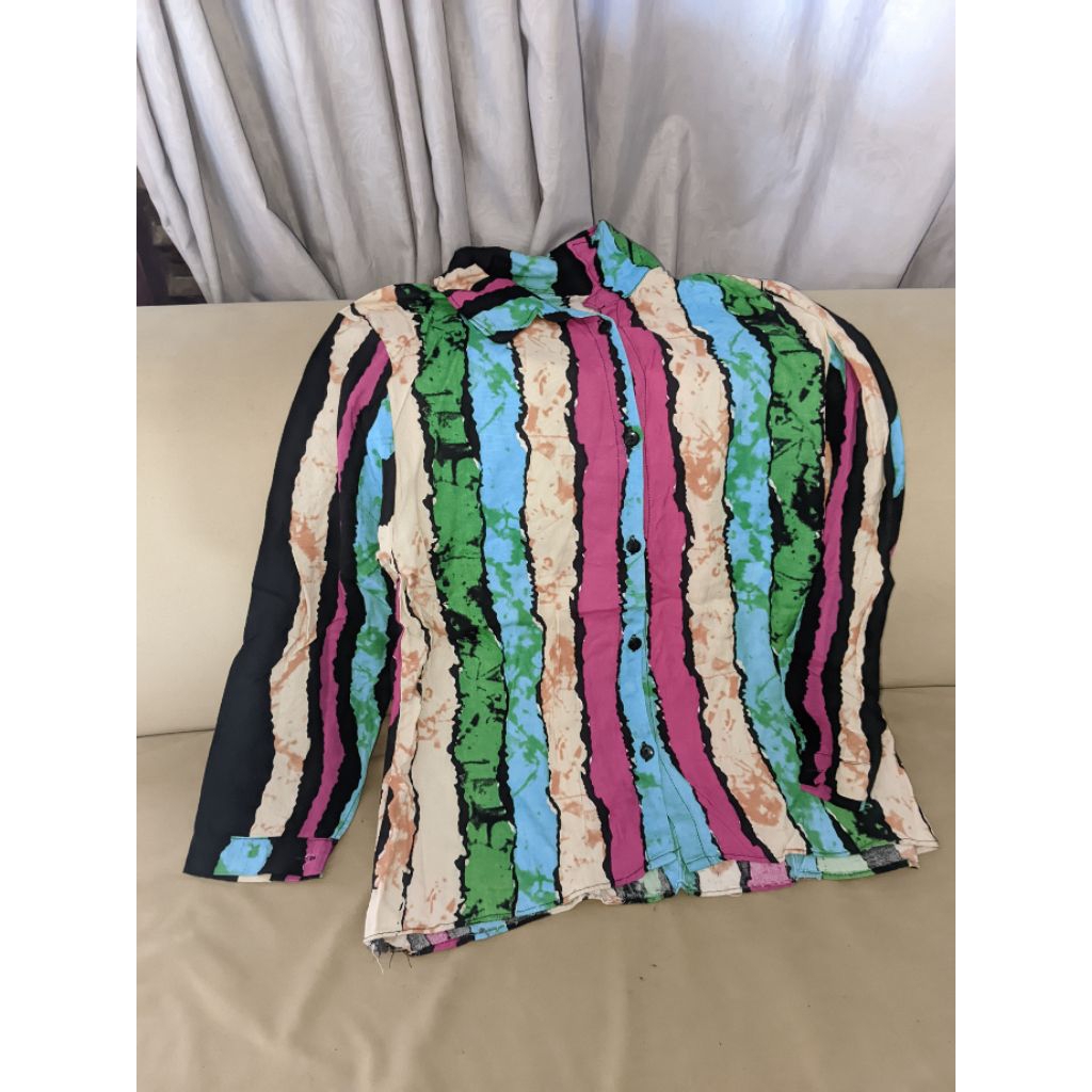 preloved kemeja pantai print baju pantai wanita kemeja crop