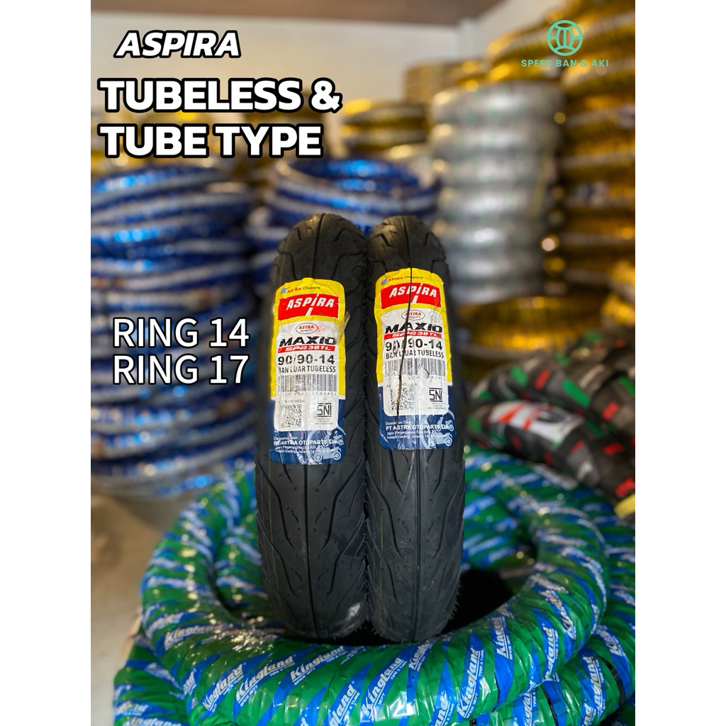 100% ORIGINAL & BARU BAN ASPIRA TUBELESS TUBE TYPE TT RING 14 DAN 17 UKURAN 2.25-17 2.50-17 2.75-17 