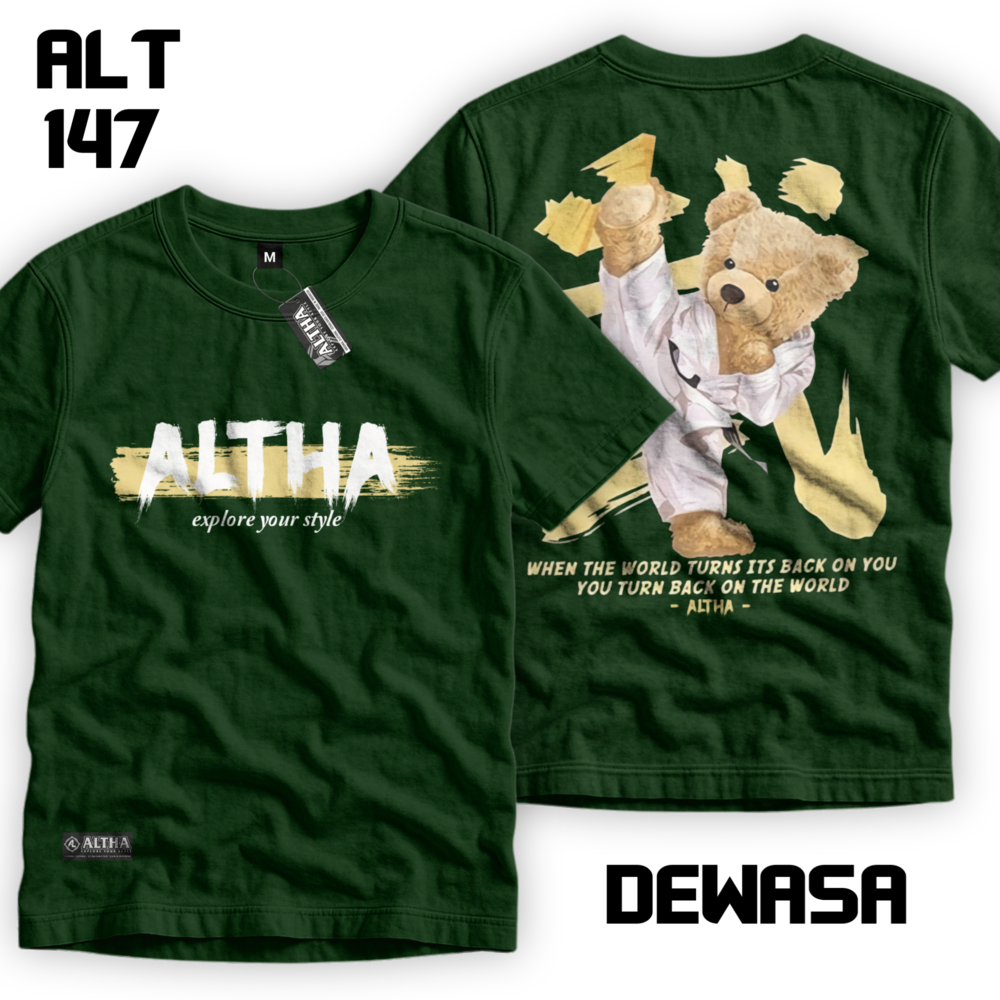 (COD) COUPLE BAJU ANAK & DEWASA ALTHA BEARS || KAOS DISTRO COUPLE ANAK & AYAH HIJAU BOTOL CODE ALT 1