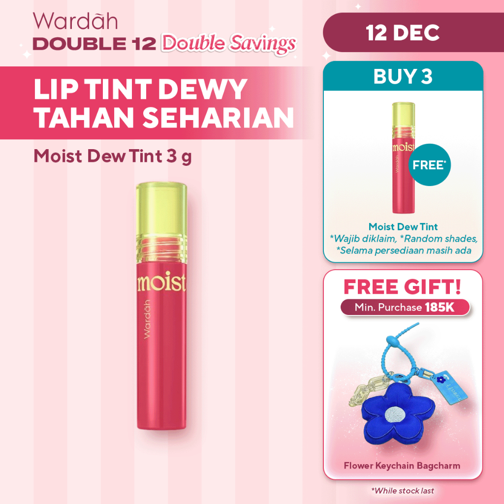 WARDAH Moist Dew Tint 3 g - Bibir Lembab - Tahan 24 Jam - Liptint Lip Stain Lipgloss Lip Matte Lipst