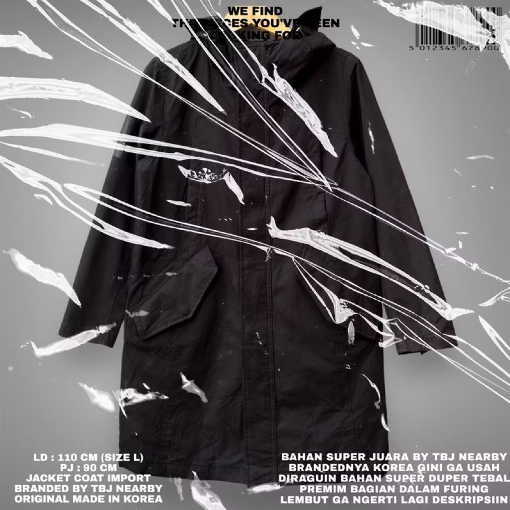TBJ NEARBY ORIGINAL KOREAN JACKET PREMIUM/JACKET TEBAL HITAM BLACK BAHAN PREMIUM TEBAL HALUS KOREAN 