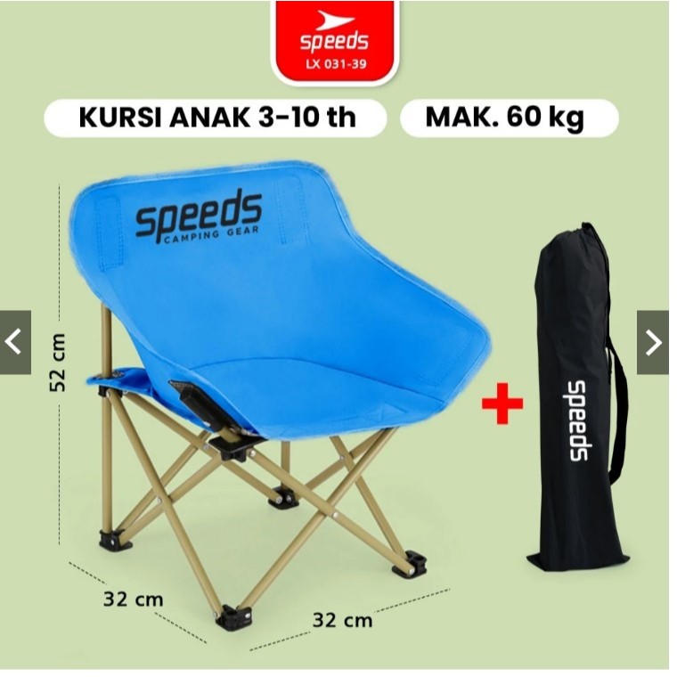 SPEEDS Kursi Lipat Outdoor Portable Kursi Camping Kursi Gunung Bangku SPEEDS (Warna Biru)