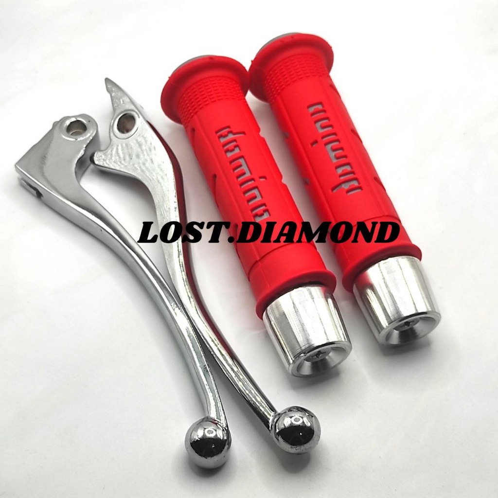 Handle Standar Crome + Grip Sisik Full Warna + Jalu Stang Pcx Crome Untuk Motor Tiger / Fu / Sonic 1