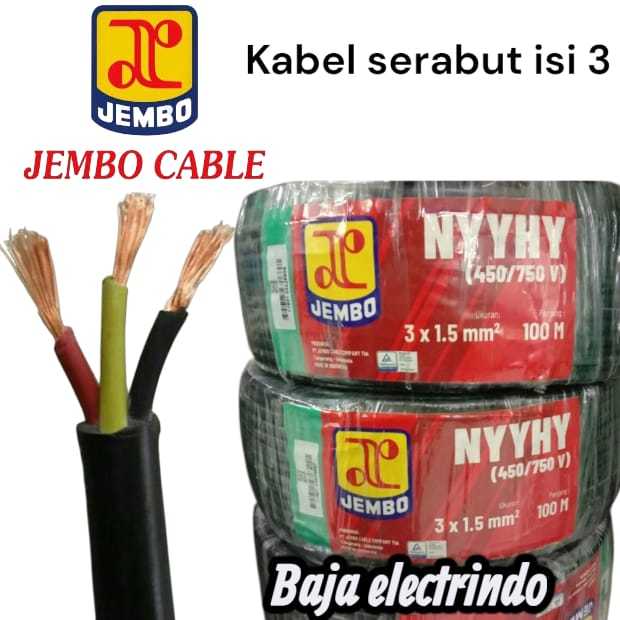 Kabel Serabut isi 3 NYYHY 3x1,5mm JEMBO @100m NYYHY 3x1,5 3x1.5 3x1.5mm