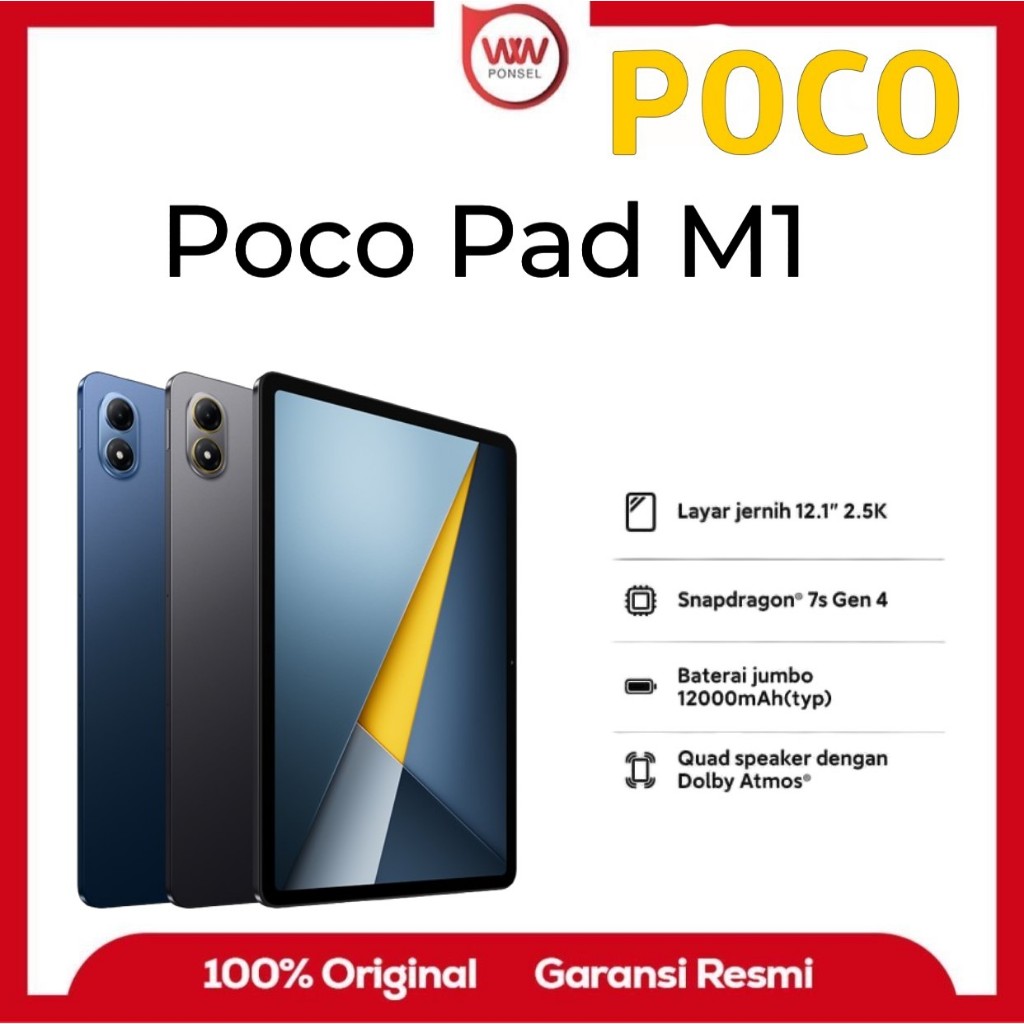 Tablet Poco Pad M1 Ram 8GB Internal 256GB Garansi Resmi