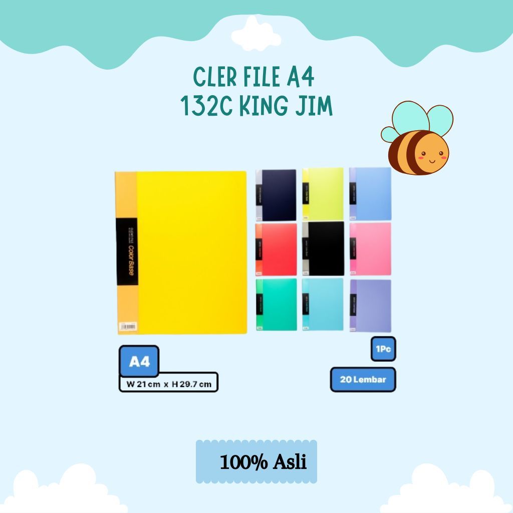 [PCS] KING JIM CLEAR FILE COLOR BASE 20 POCKET A4 132C- A4 / CLEAR HOLDER