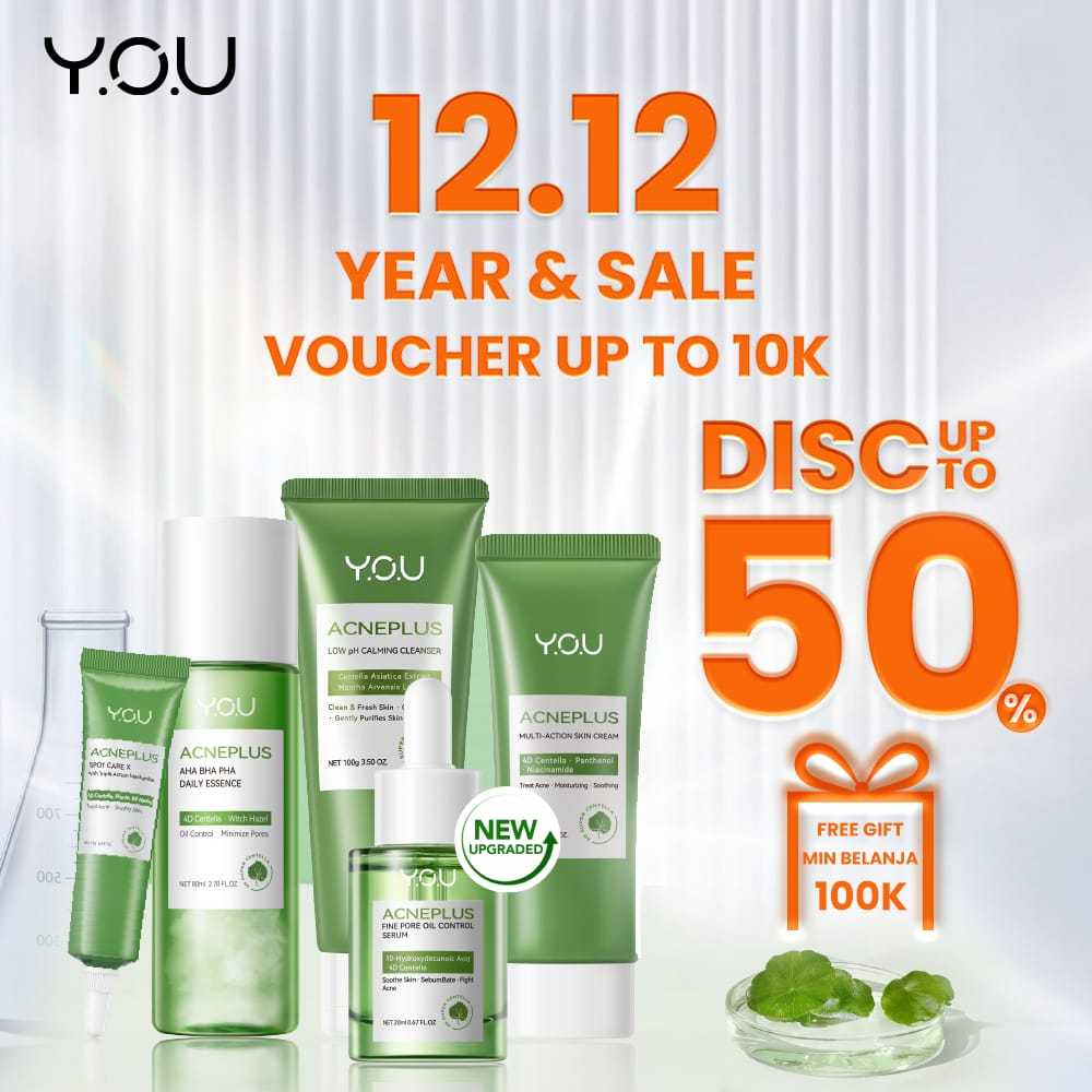 YOU Acne Plus Cica Herbs Derma Solution | ACNEPLUS Toner Spot Care Serum Moisturizer BPOM